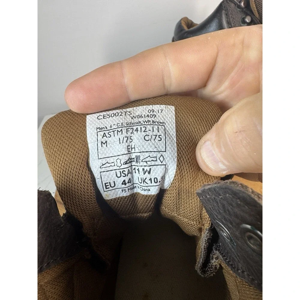 Schmidt Waterproof Brown Leather Safety Toe Work Boots Mens 10.5 W
